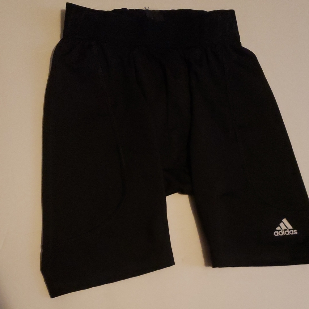 Adidas Kids Black Athletic Shorts w/ Side Padding    Size S
